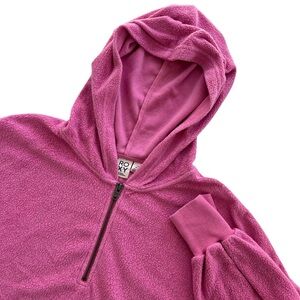 Roxy Women’s Large Barbie Pink Half Zip Oversized, Time Will Tell Comfort Hoodie